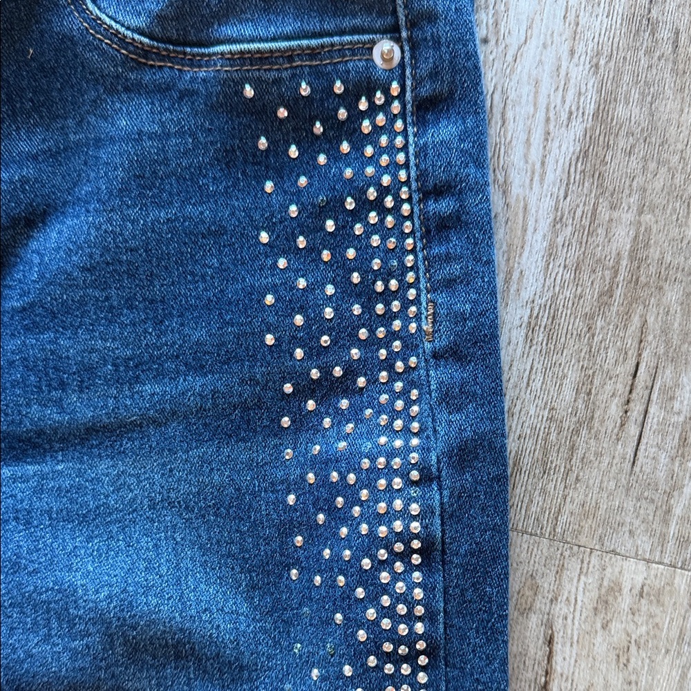 Stylish Girls 14 Blue Flare Jeans with Rhinestone Accents - Picture 3 of 5